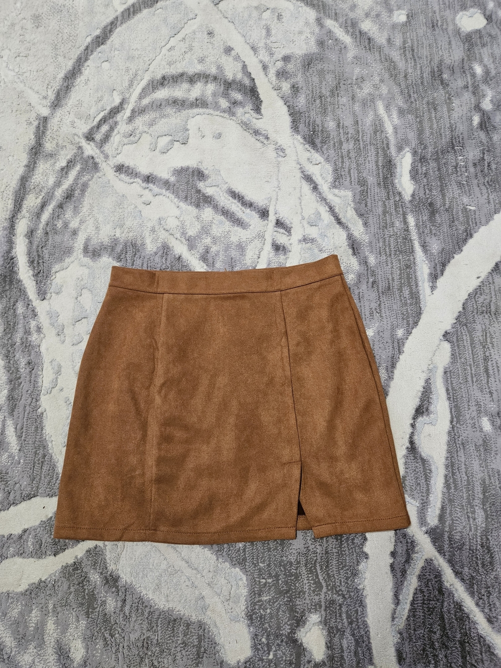 Brown Faux Suede Mini Skirt - Women Size L